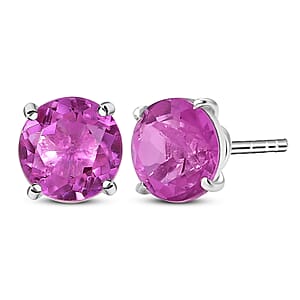 D'Joy African Lilac Quartz (Triplet) 4.75 ctw Solitaire Stud Earrings Sterling Silver