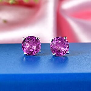 D'Joy African Lilac Quartz (Triplet) 4.75 ctw Solitaire Stud Earrings Sterling Silver