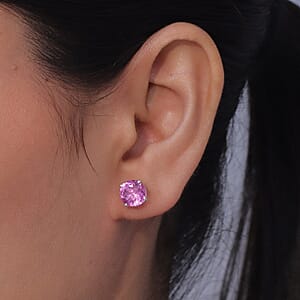 D'Joy African Lilac Quartz (Triplet) 4.75 ctw Solitaire Stud Earrings Sterling Silver