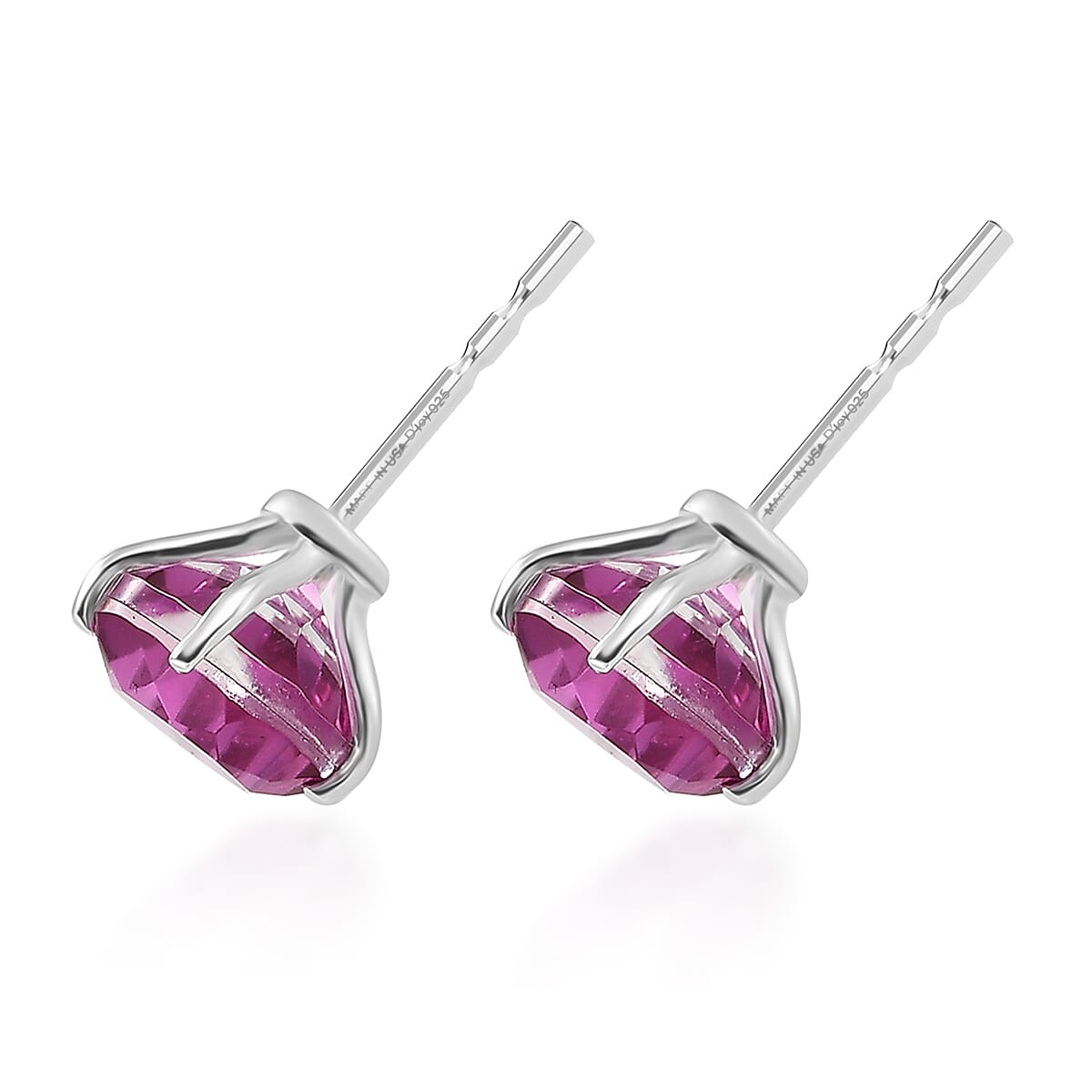 D'Joy African Lilac Quartz (Triplet) 4.75 ctw Solitaire Stud Earrings Sterling Silver image number 3