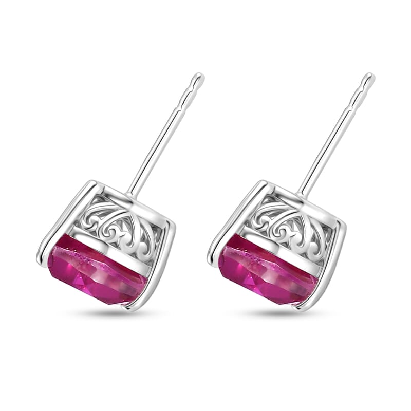 D'Joy African Lilac Quartz (Triplet) 4.10 ctw Solitaire Stud Earrings Sterling Silver