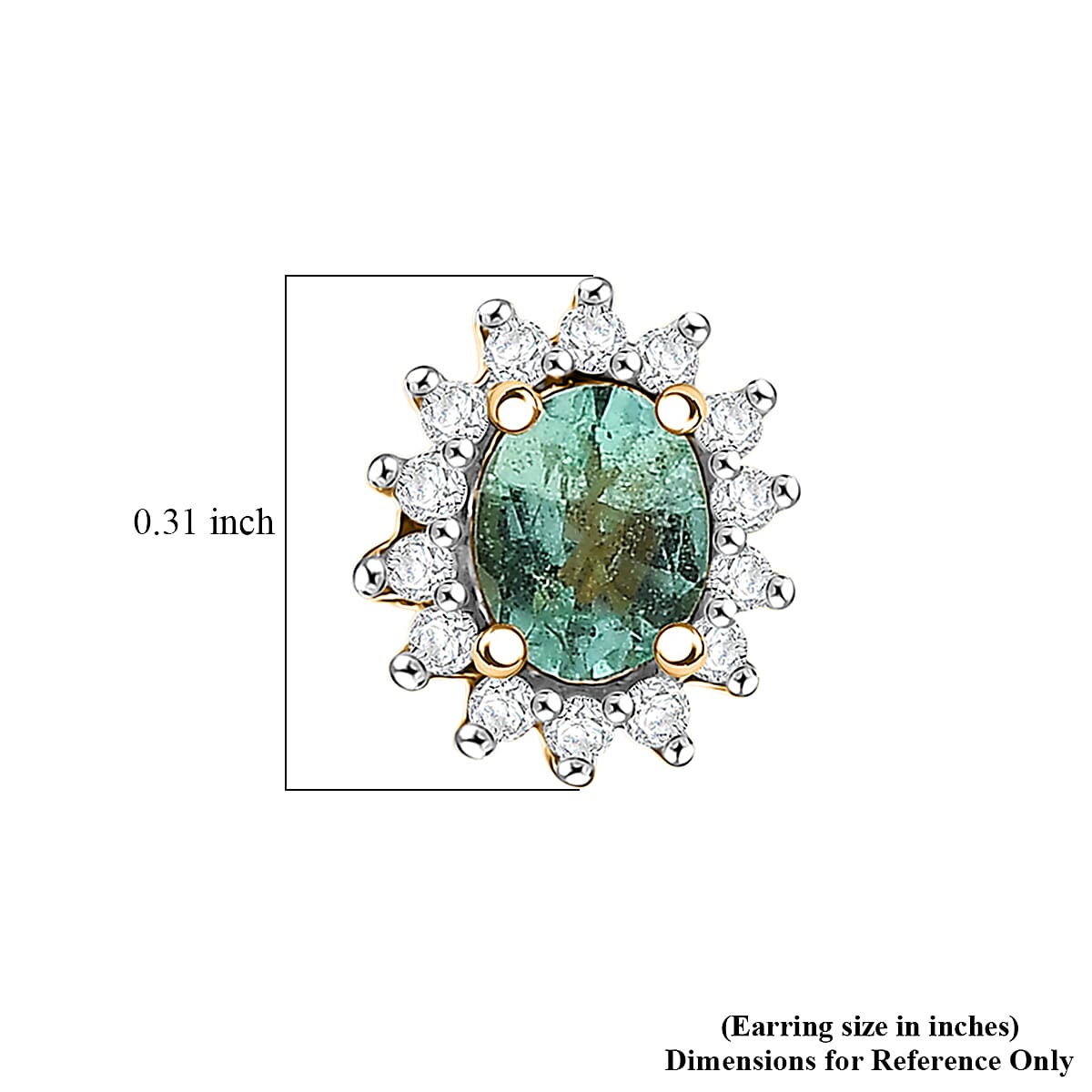 D'Joy Boyaca Colombian Emerald and Moissanite 0.65 ctw Radiant Bloom Studs Earrings in 18K Vermeil Yellow Gold Over Sterling Silver (Del. In 8-10 Days) image number 4