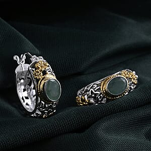 D'Joy Bali Legacy Socoto Emerald 2.40 ctw Floral Scroll Hoop Earrings in 22K Vermeil Yellow Gold Over Sterling Silver