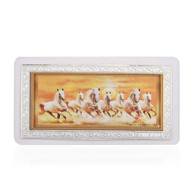 999 Fine Silver Seven Horses of Fortune – Power & Prosperity Embossed Sheet 500mg