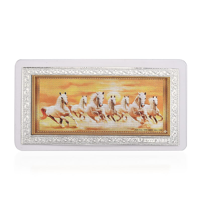 999 Fine Silver Seven Horses of Fortune – Power & Prosperity Embossed Sheet 500mg