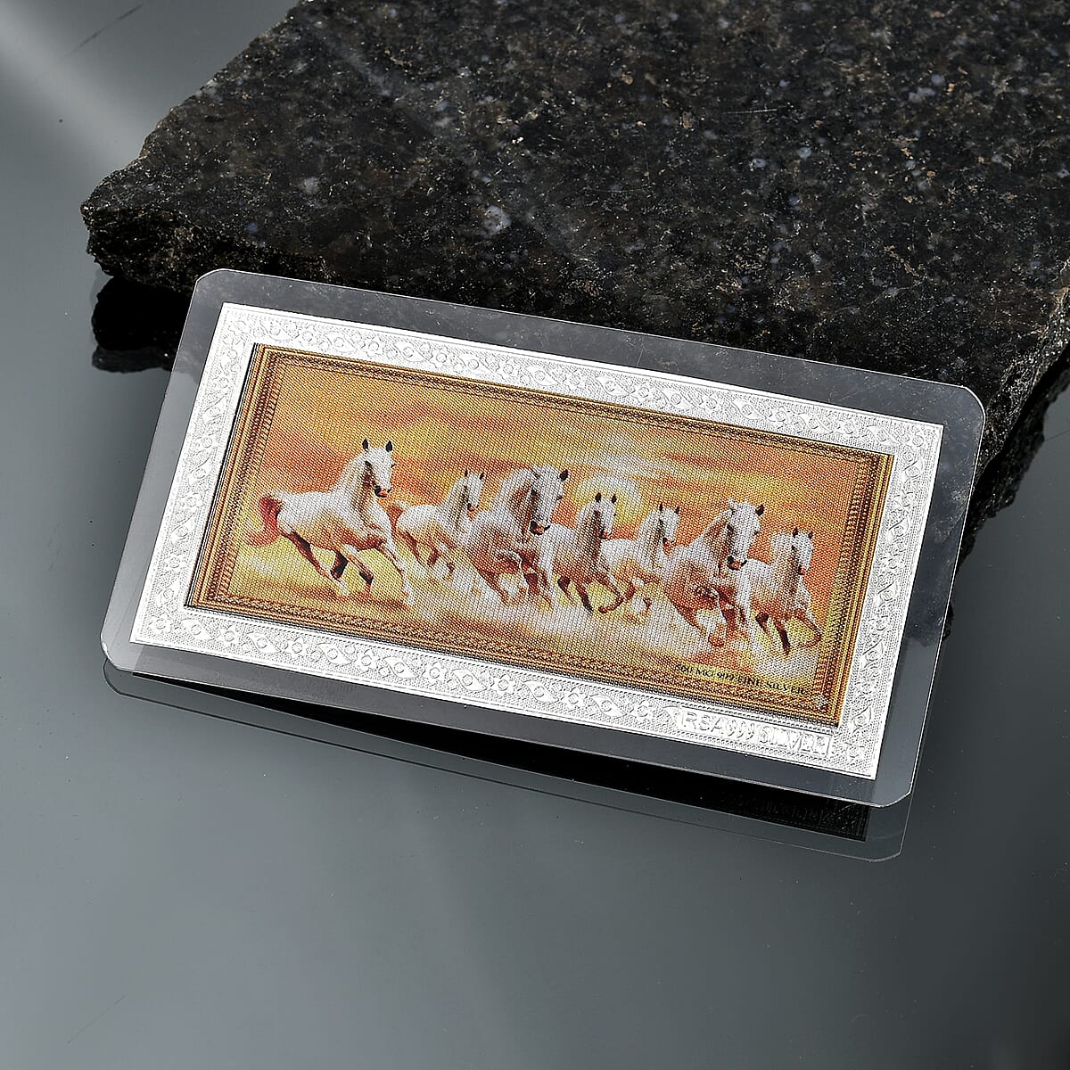 999 Fine Silver Seven Horses of Fortune &ndash; Power & Prosperity Embossed Sheet 500mg image number 1