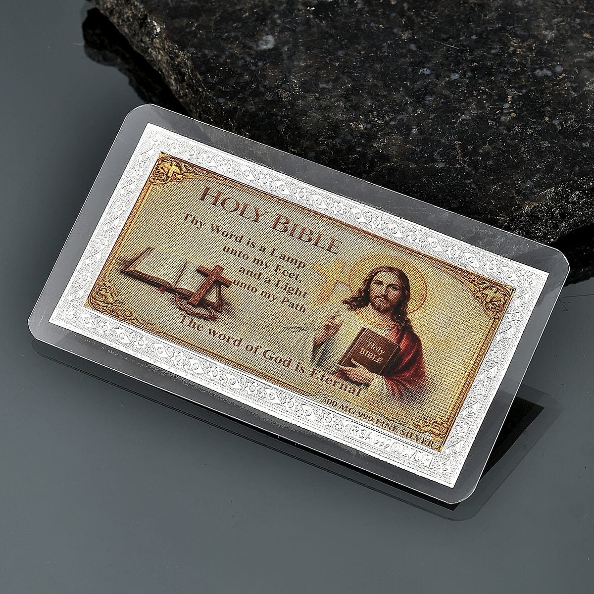 999 Fine Silver Holy Bible - The Word of Gold is Eternal Sheet 500mg image number 1