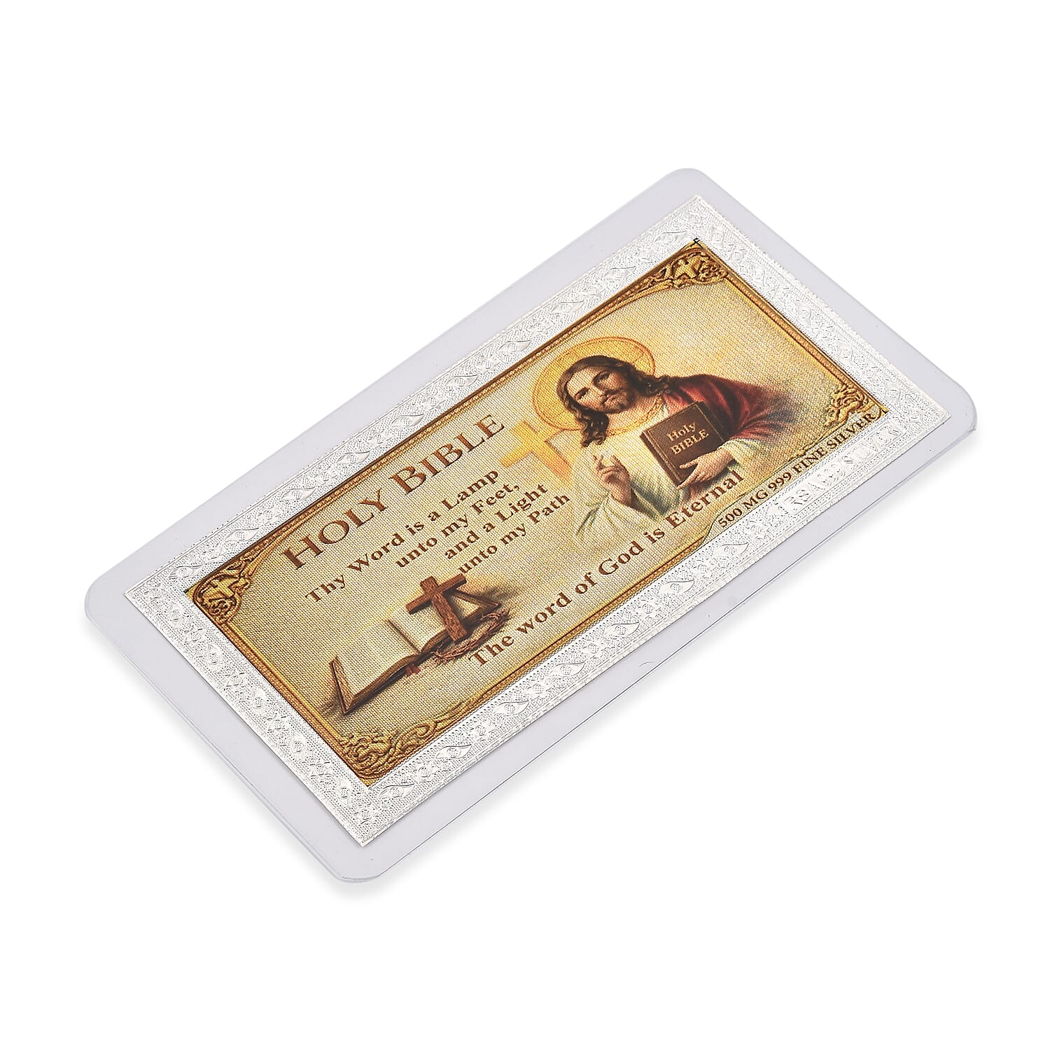 999 Fine Silver Holy Bible - The Word of Gold is Eternal Embossed Sheet 500 mg