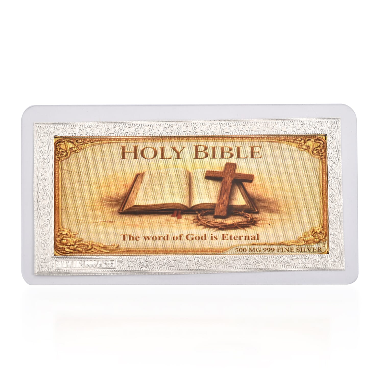 999 Fine Silver Holy Bible - The Word of Gold is Eternal Embossed Sheet 500 mg