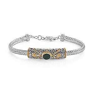D'Joy Bali Legacy Socoto Emerald 1.25 ctw Floral Scroll Bracelet in 22K Vermeil Yellow Gold Over Sterling Silver (8.00 In)