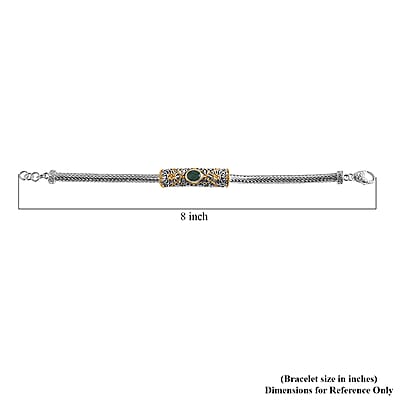 D'Joy Bali Legacy Socoto Emerald 1.25 ctw Floral Scroll Bracelet in 22K Vermeil Yellow Gold Over Sterling Silver (8.00 In)