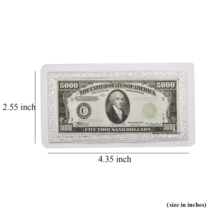 999 Fine Silver American Legacy Currency Tribute Embossed Sheet 500mg