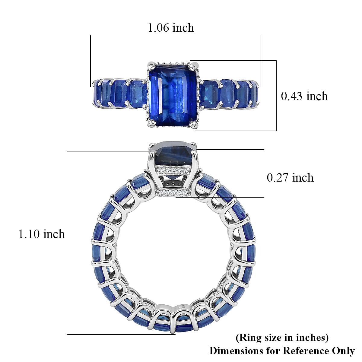 D'Joy Kashmir Kyanite and White Zircon 8.65 ctw Royal Eternity Ring in Rhodium Over Sterling Silver (Size 8.0) (Del. in 8-10 Days) image number 5