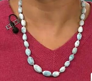 D'Joy Larimar 213.00 ctw Tumble Beaded Necklace in Rhodium Over Sterling Silver 18-20 Inches 