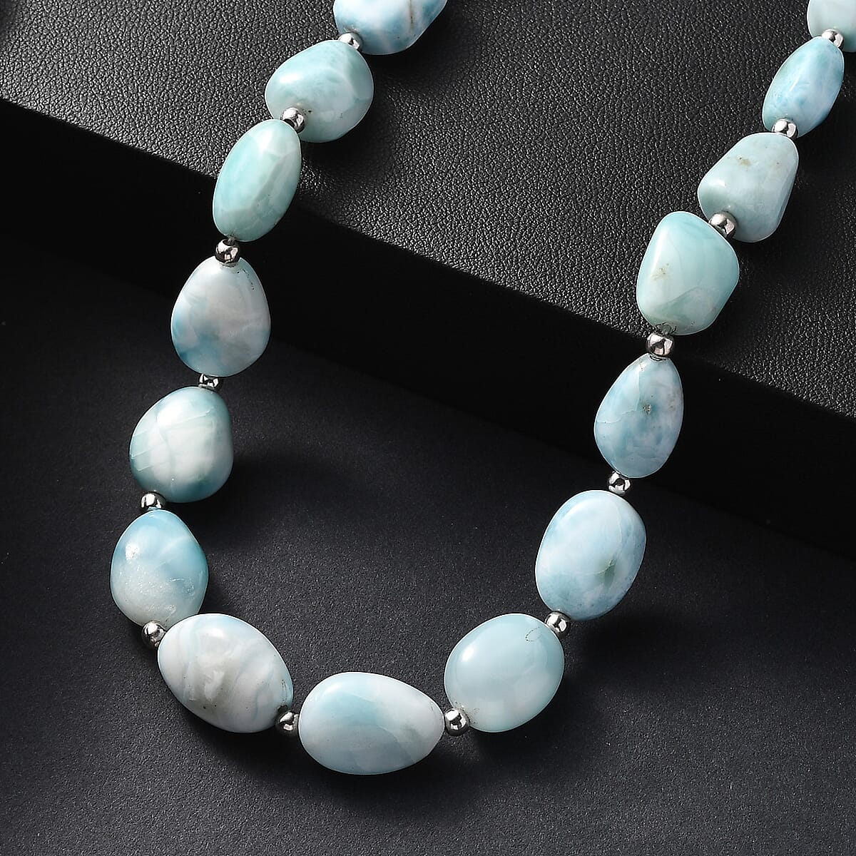 D'Joy Larimar 213.00 ctw Tumble Beaded Necklace in Rhodium Over Sterling Silver 18-20 Inches  image number 1