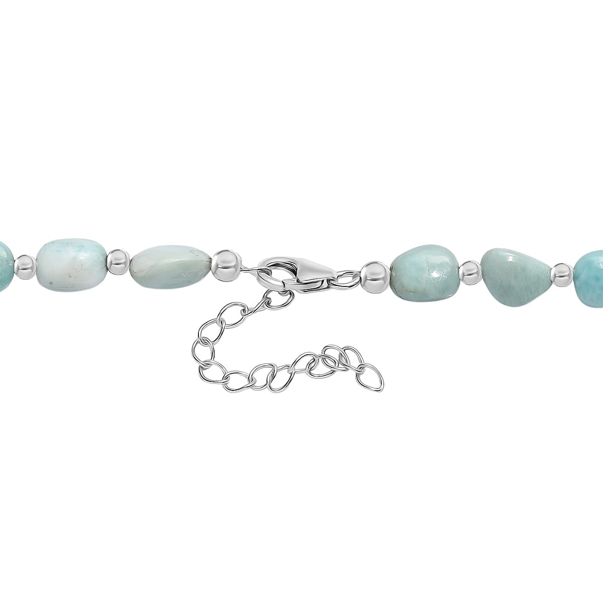 D'Joy Larimar 213.00 ctw Tumble Beaded Necklace in Rhodium Over Sterling Silver 18-20 Inches  image number 4