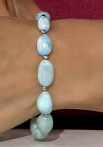D'Joy Larimar 85.00 ctw Tumble Beaded Bracelet in Rhodium Over Sterling Silver (7.25-9.25In)