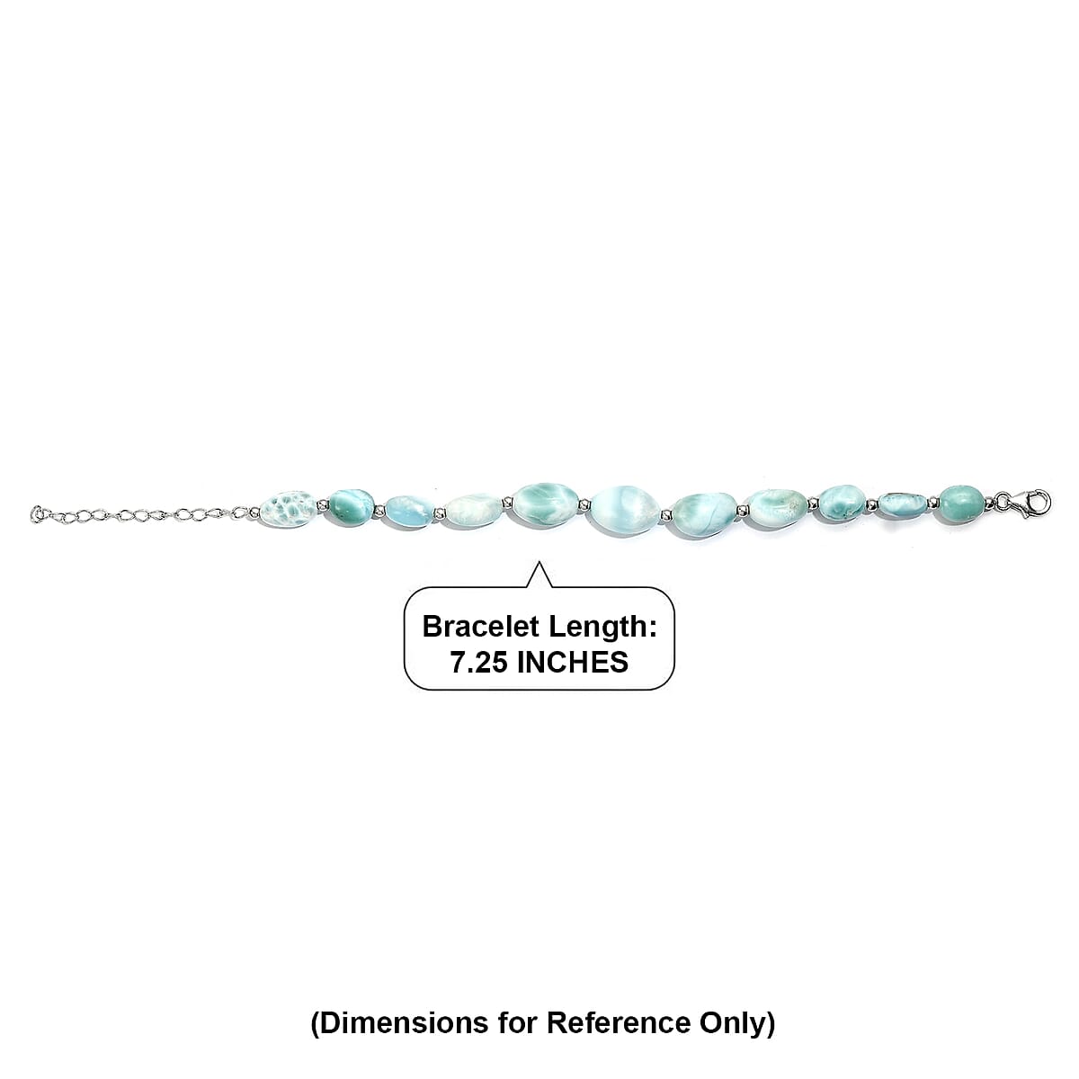 D'Joy Larimar 85.00 ctw Tumble Beaded Bracelet in Rhodium Over Sterling Silver (7.25-9.25In) image number 4