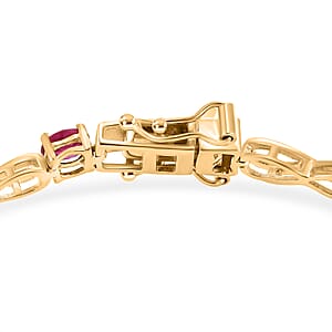 EverTrue Niassa Ruby (FF) 4.90 ctw Infinity Line Bracelet in 18K Yellow Gold Plated (7.25 In)