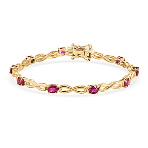 EverTrue Niassa Ruby (FF) 4.35 ctw Line Bracelet in 18K Yellow Gold Plated (6.50 In)