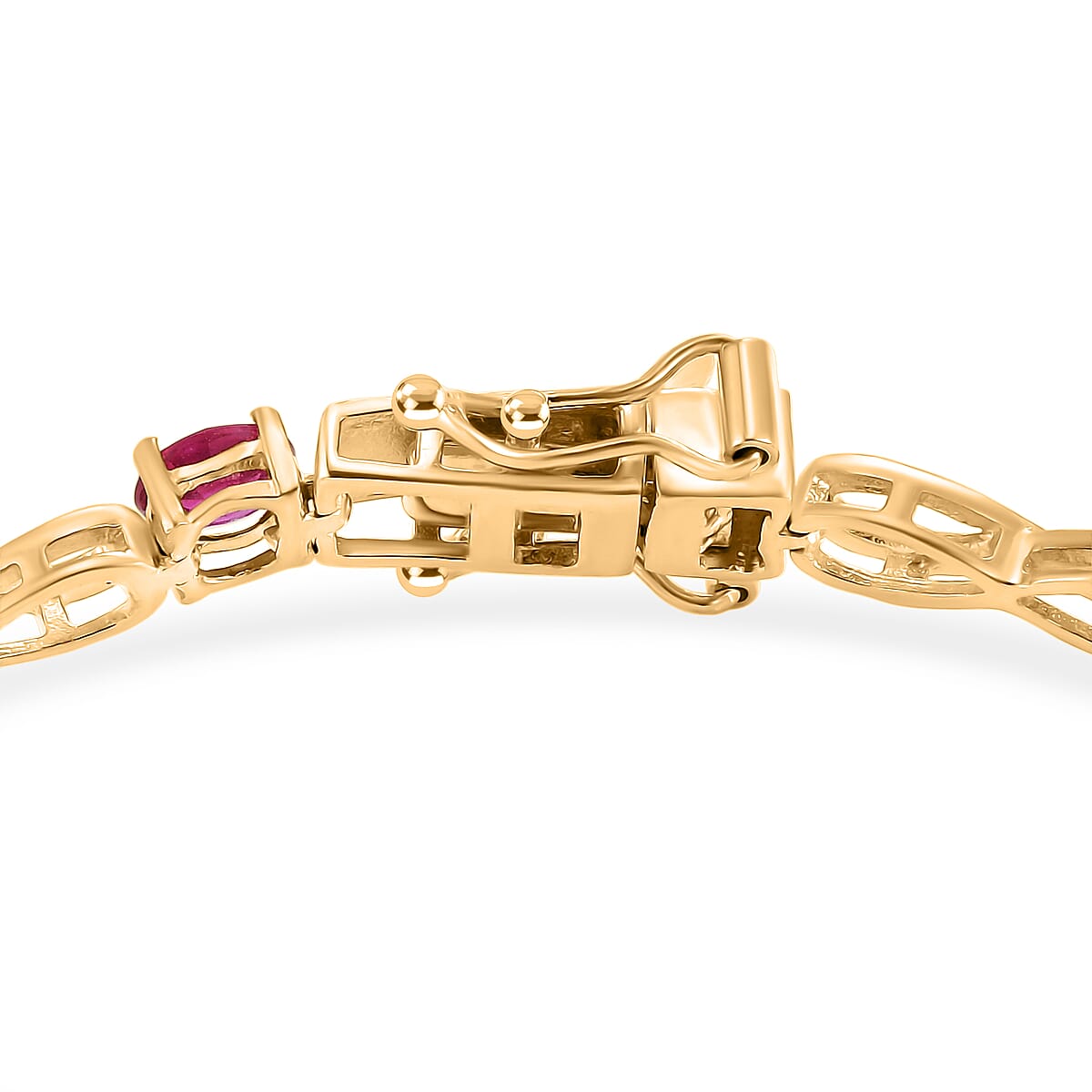 EverTrue Niassa Ruby (FF) 4.35 ctw Infinity Line Bracelet in 18K Yellow Gold Plated (6.50 In) image number 3