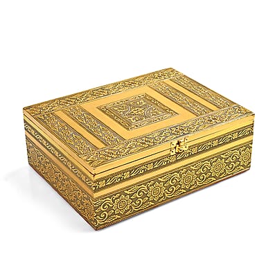 Livmore Set of 5 Handcrafted Floral Aluminium Oxidized Nested Box - Gold
