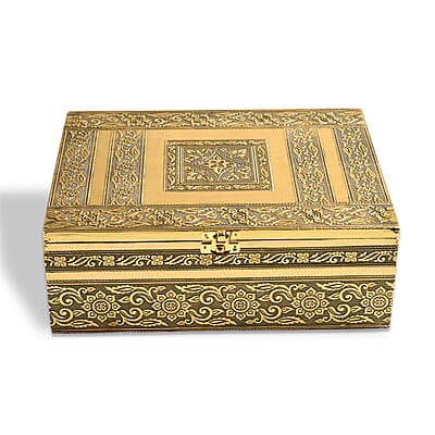 Livmore Set of 5 Handcrafted Floral Aluminium Oxidized Nested Box - Gold