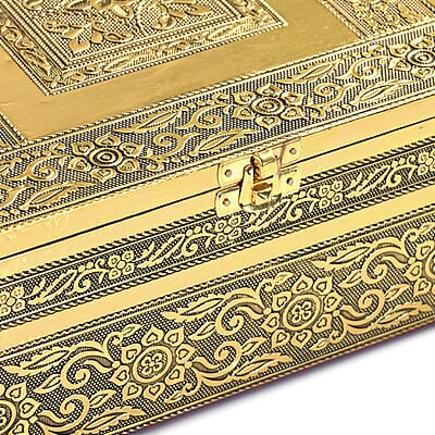 Livmore Set of 5 Handcrafted Floral Aluminium Oxidized Nested Box - Gold