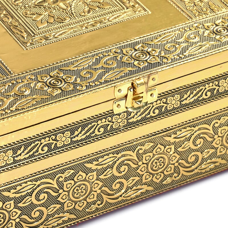 Livmore Set of 5 Handcrafted Floral Aluminium Oxidized Nested Box - Gold