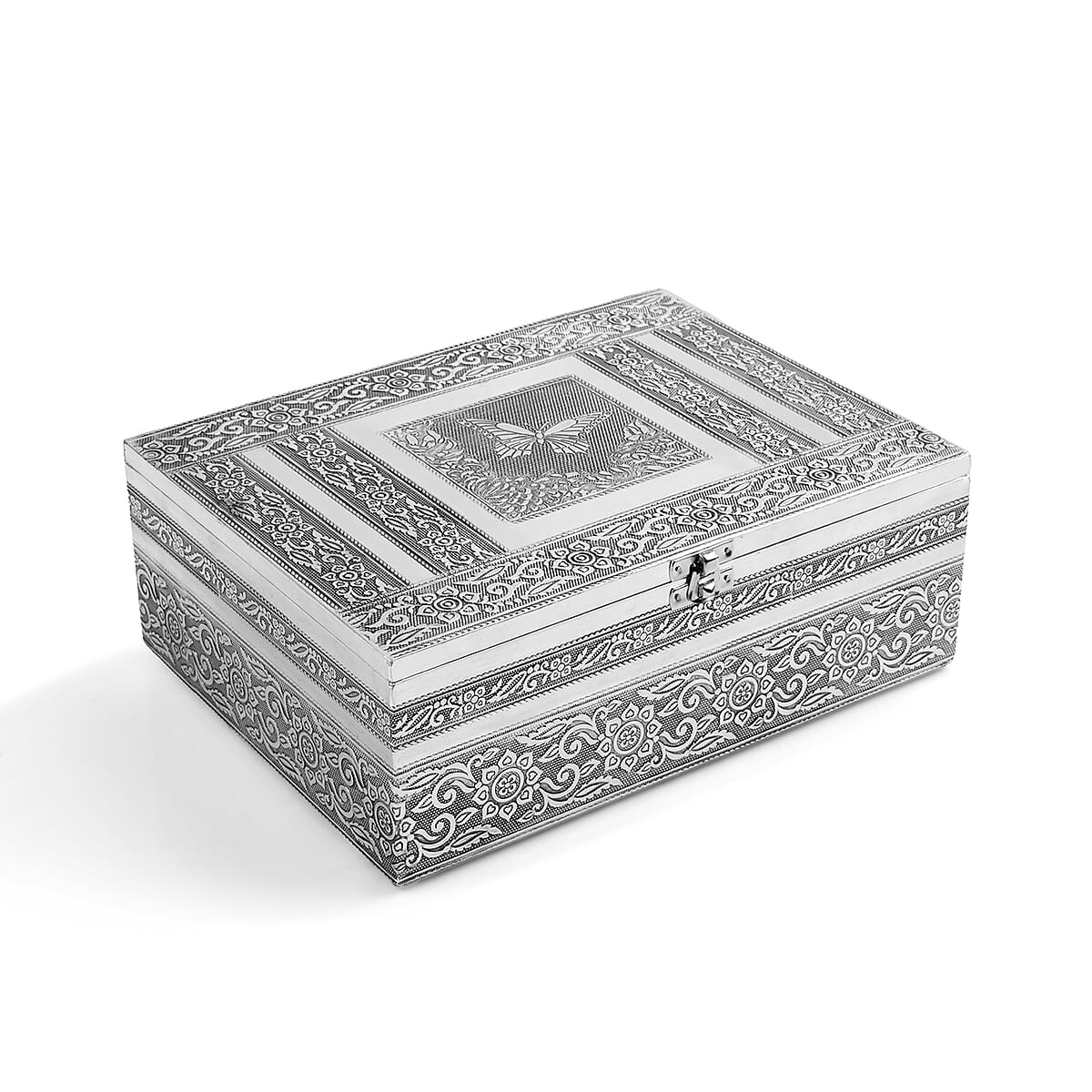 Livmore Set of 5 Handcrafted Butterfly Aluminum Oxidized Nested Box - Silver image number 4