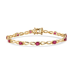 EverTrue Niassa Ruby (FF) 5.50 ctw Infinity Line Bracelet in 18K Yellow Gold Plated (8.00 In)