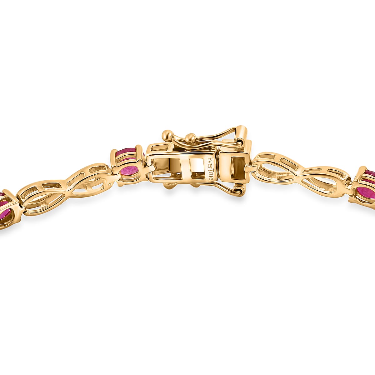 EverTrue Niassa Ruby (FF) 5.50 ctw Infinity Line Bracelet in 18K Yellow Gold Plated (8.00 In) image number 3