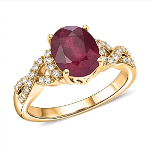 EverTrue Niassa Ruby (FF) and White Zircon 3.10 ctw Royal Infinity Ring in 18K Yellow Gold Plated (Size 11.0)