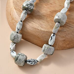 EverTrue Peace Jasper and Multi Gemstone 390.00 ctw Beaded Necklace in Platinum Bond 18 Inches