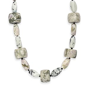 EverTrue Peace Jasper and Multi Gemstone 390.00 ctw Beaded Necklace in Platinum Bond 18 Inches