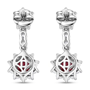 Certified & Appraised D'Joy Premium Ouro Fino Rubellite and Moissanite 2.35 ctw Earrings in Rhodium Over Sterling Silver