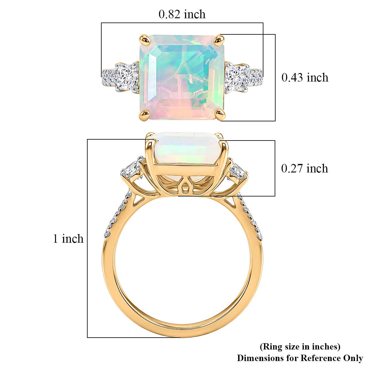 Certified & Appraised 10K Yellow Gold AAA Ethiopian Welo Opal, Luxuriant Lab Grown Diamond (G-H, SI) (0.64 cts) Ring (Size 10.0) (Del. in 7-10 Days) 3.34 ctw image number 5