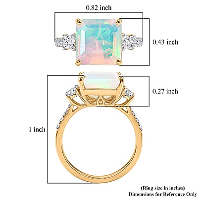 Certified & Appraised AAA Ethiopian Welo Opal and Luxuriant Lab Grown Diamond G-H SI 3.34 ctw Ring in 10K Yellow Gold (Size 12.0)
