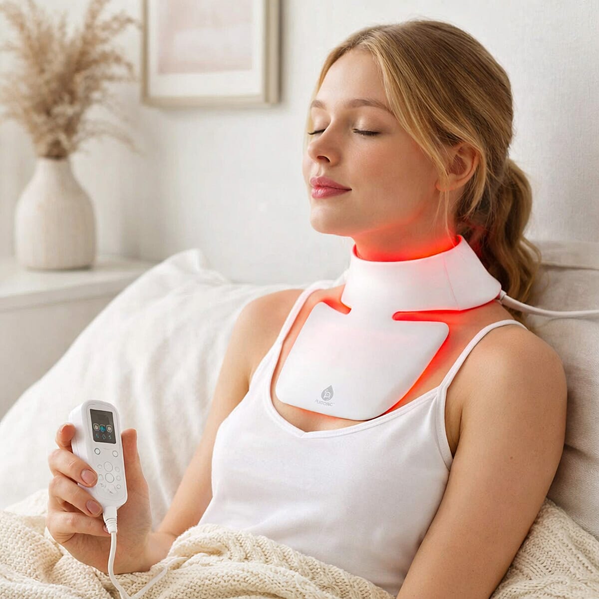 Pursonic LED Light Therapy Neckplate - White image number 1