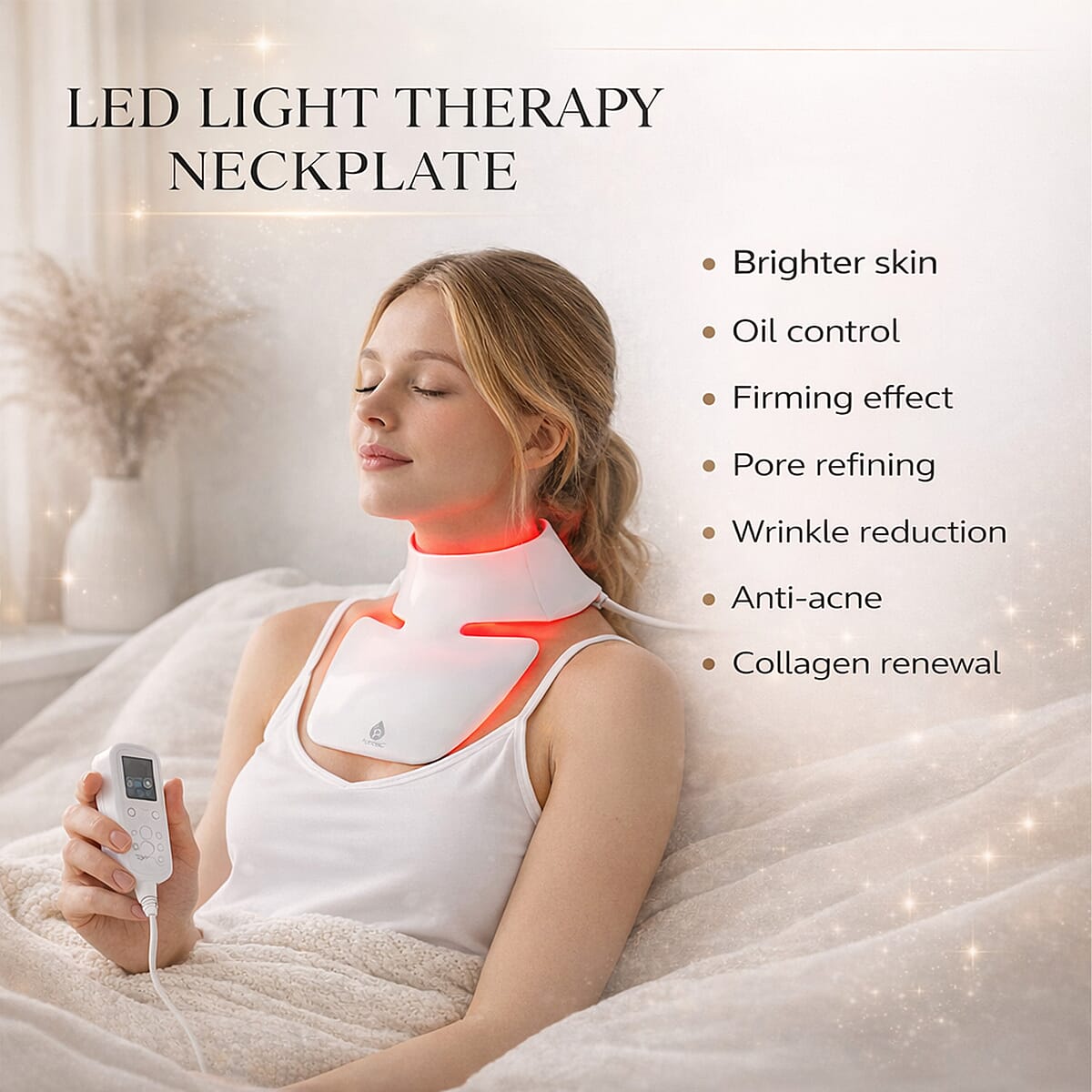 Pursonic LED Light Therapy Neckplate - White image number 2