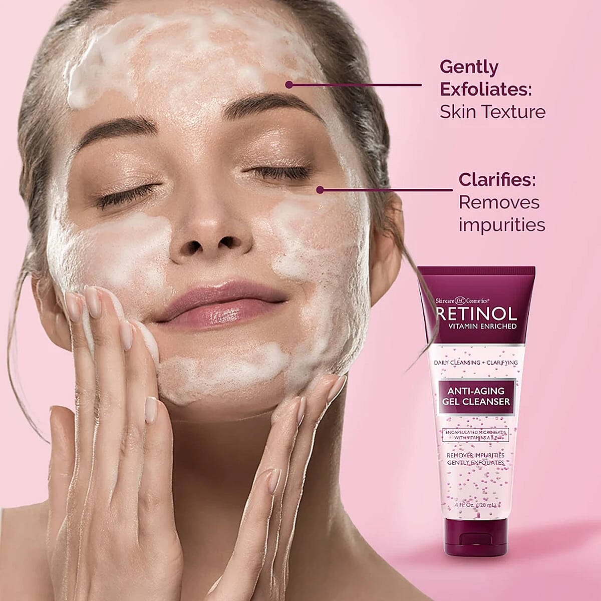 Retinol Vitamin Enriched Anti-Aging Daily Gel Cleanser (4oz) Made in US image number 2