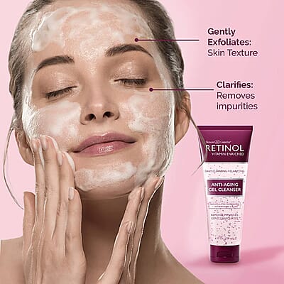 Retinol Vitamin Enriched Anti-Aging Daily Gel Cleanser (4oz) Made in US