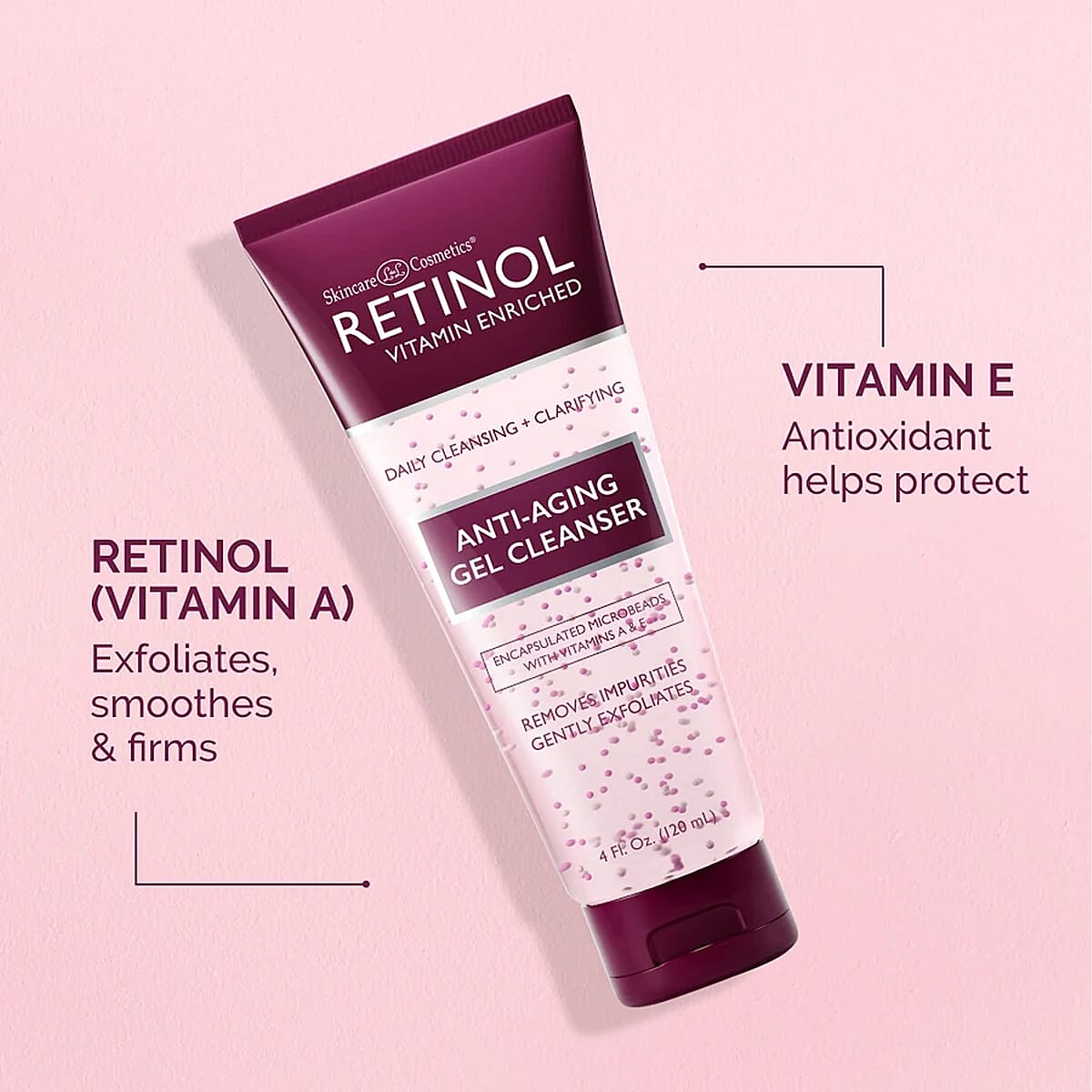 Retinol Vitamin Enriched Anti-Aging Daily Gel Cleanser (4oz) Made in US image number 4