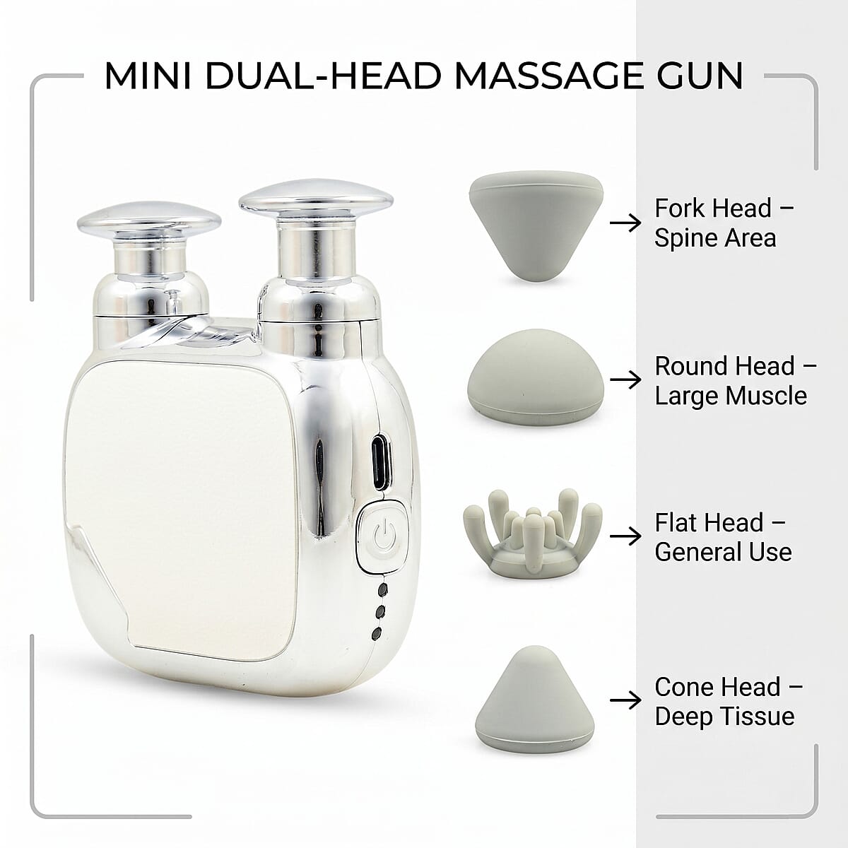 Closeout Mini Massager with 3 Massage Heads -White image number 7