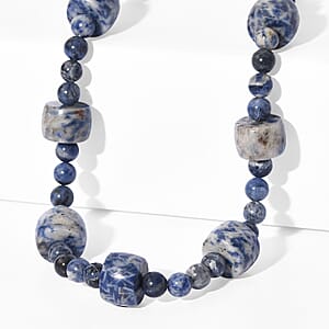 EverTrue Sodalite 355.00 ctw Beaded Necklace in Platinum Bond 18 Inches