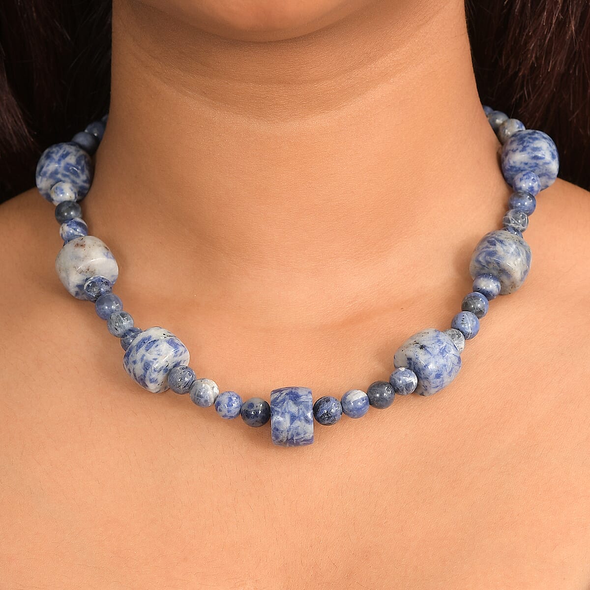 EverTrue Sodalite 355.00 ctw Beaded Necklace in Platinum Bond 18 Inches image number 2