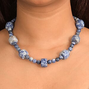 EverTrue Sodalite 355.00 ctw Beaded Necklace in Platinum Bond 18 Inches