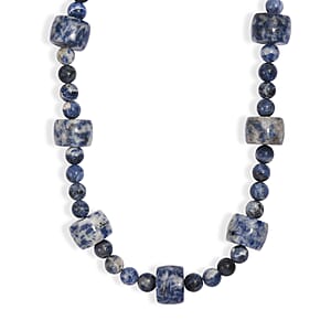 EverTrue Sodalite 355.00 ctw Beaded Necklace in Platinum Bond 18 Inches