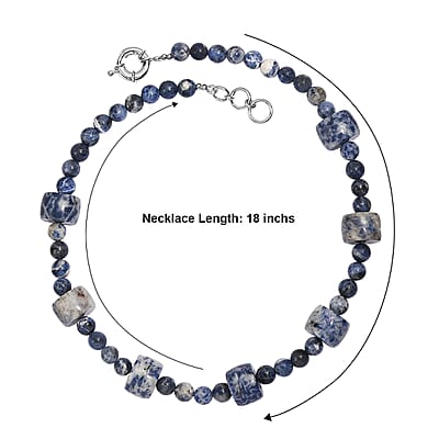 EverTrue Sodalite 355.00 ctw Beaded Necklace in Platinum Bond 18 Inches