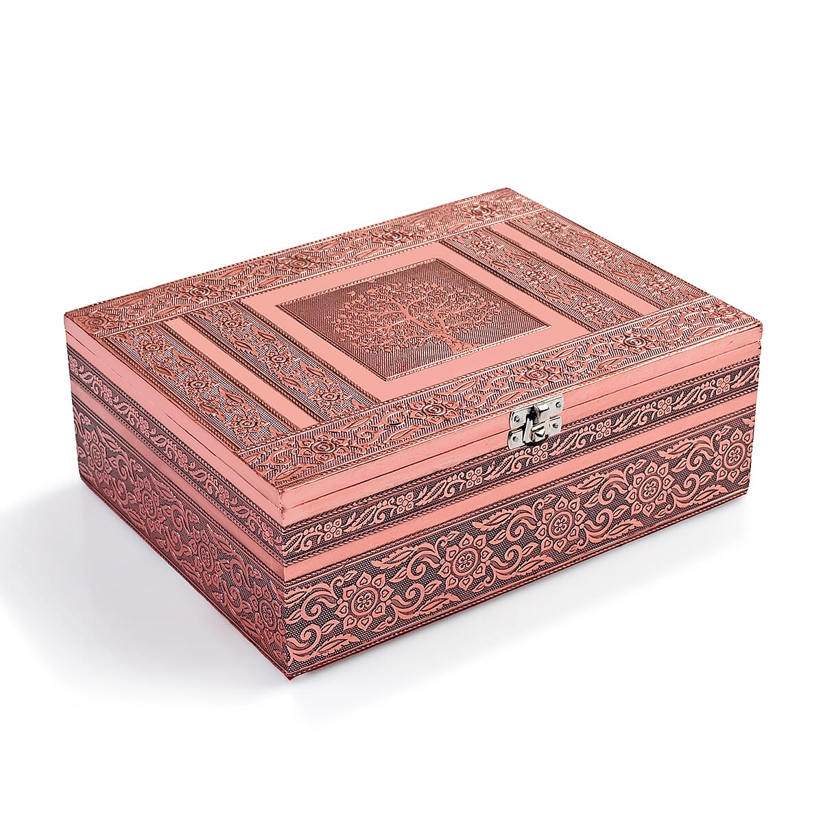 Livmore Set of 5 Handcrafted Tree Aluminum Oxidized Nested Box - Rose Gold image number 4